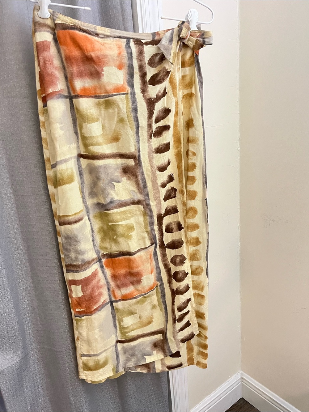 Vtg Jams World Wrap Midi Skirt M in Earthtones 90s - Picture 2 of 6